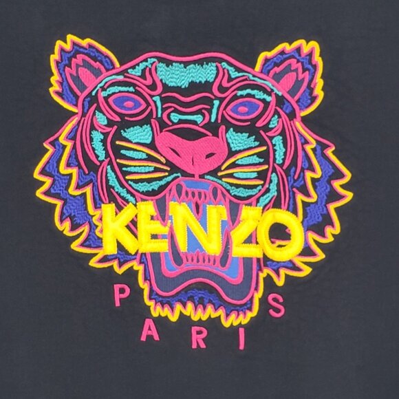 Kenzo Embroidered Tiger Pullover Sweatshirt L Womens Crew Neck Cotton Black - Picture 4 of 9
